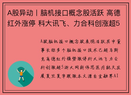 A股异动丨脑机接口概念股活跃 高德红外涨停 科大讯飞、力合科创涨超5%