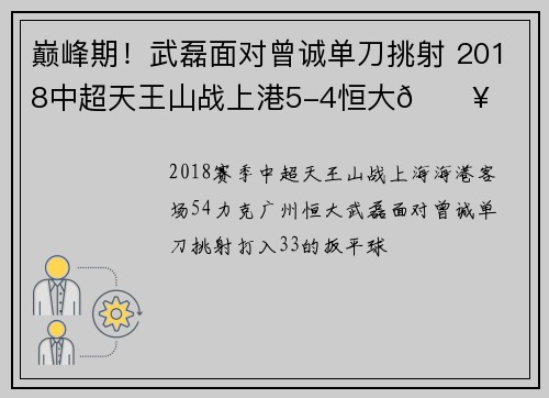 巅峰期！武磊面对曾诚单刀挑射 2018中超天王山战上港5-4恒大💥