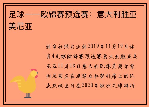 足球——欧锦赛预选赛：意大利胜亚美尼亚